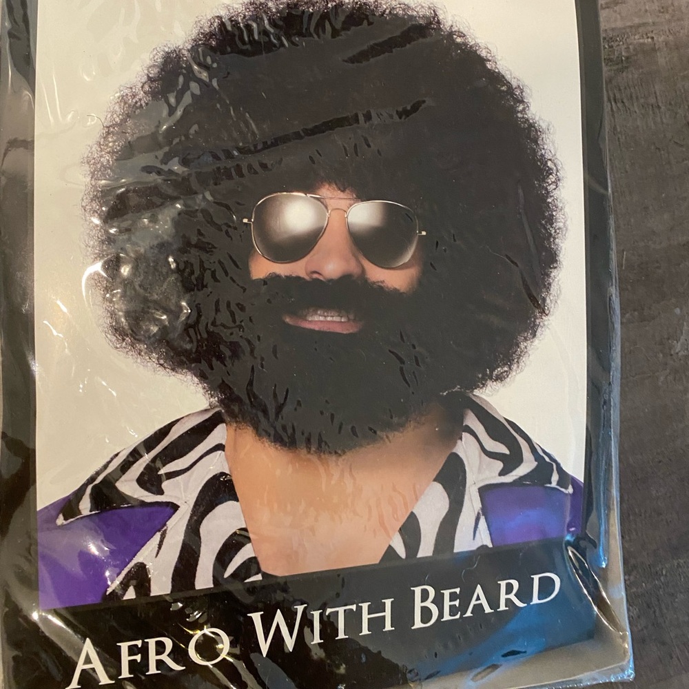 Afro with beard wig